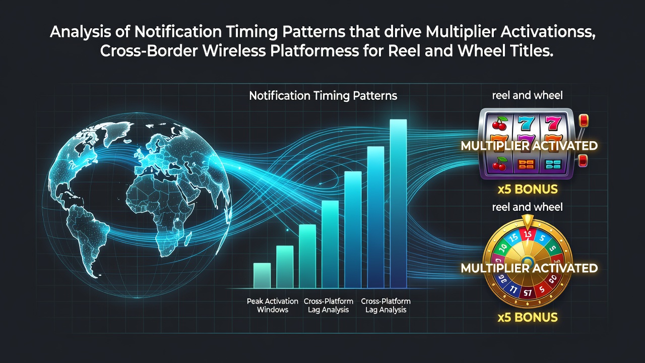 Mobile notification timing analysis dashboard showing multiplier activation peaks across international reel and wheel gaming platforms