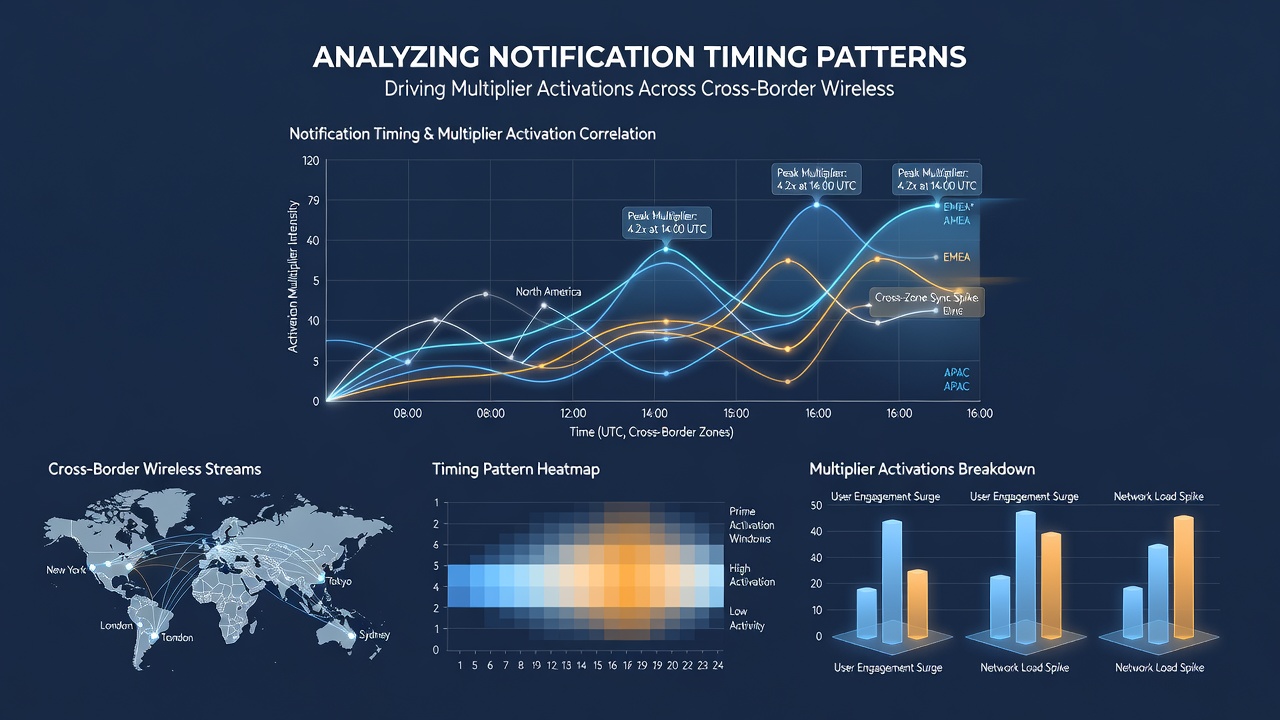 Graph illustrating notification delivery windows and corresponding multiplier activation rates in cross-border mobile gaming environments
