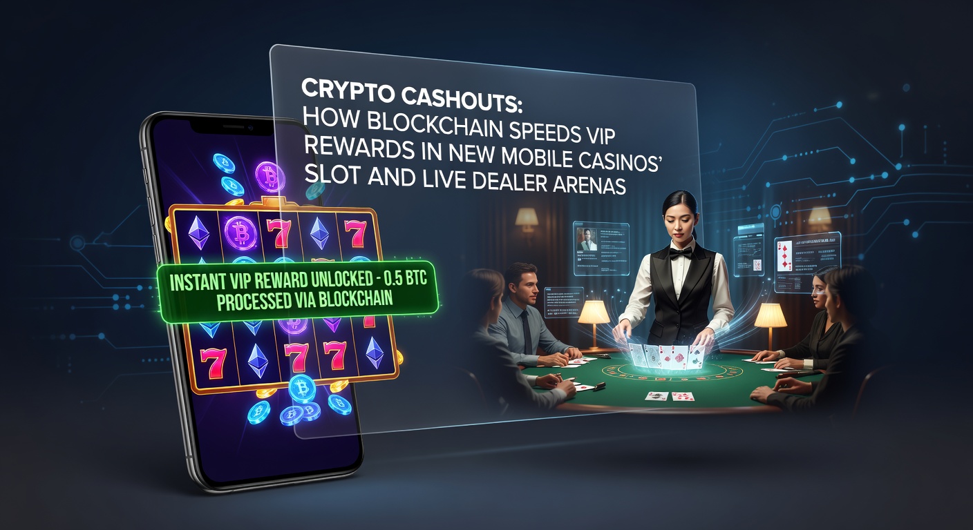 Blockchain network visualization showing fast crypto transactions in a mobile casino interface with slots and live dealer tables glowing in neon lights