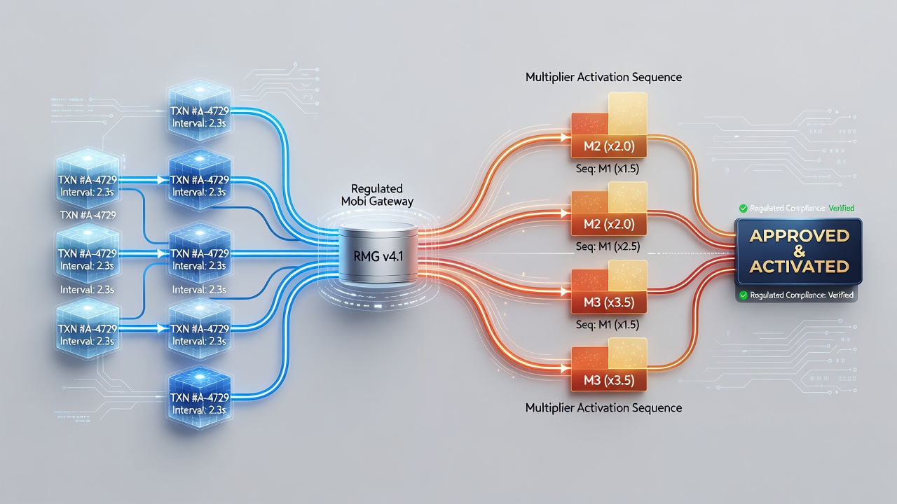 Data visualization of transaction intervals versus multiplier activation timing in mobile gaming sessions