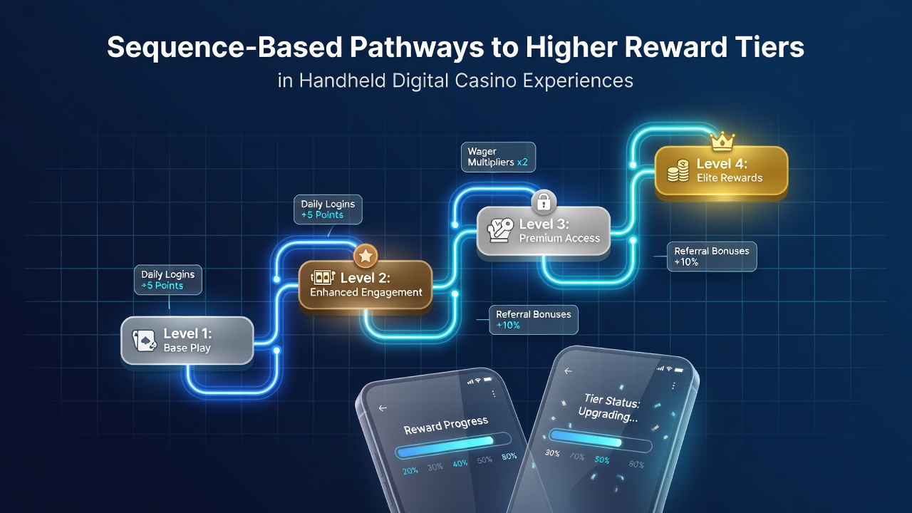 Diagram illustrating sequence pathways and tier advancement steps in digital casino reward systems