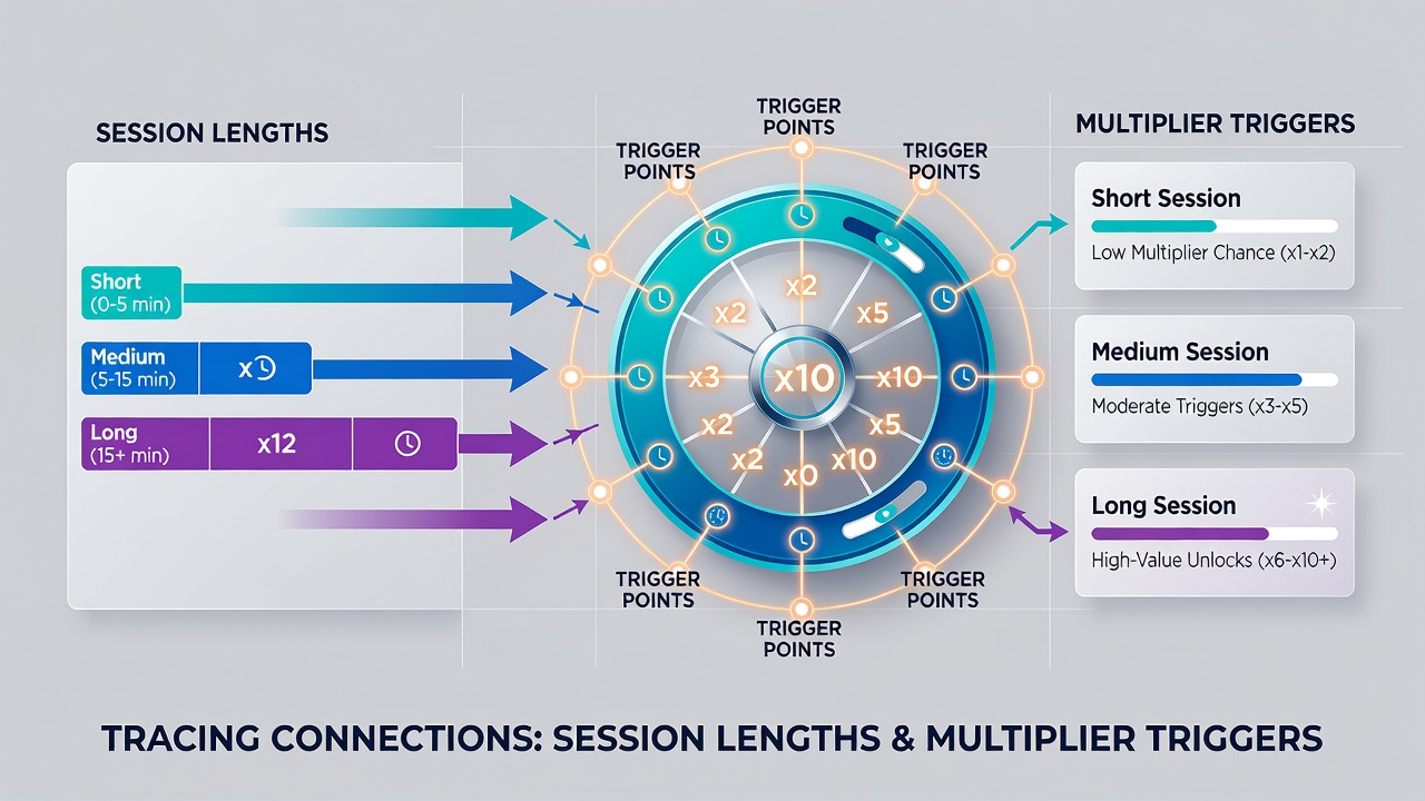 Data visualization dashboard displaying session length distributions alongside multiplier trigger frequencies from regulated wheel simulation platforms